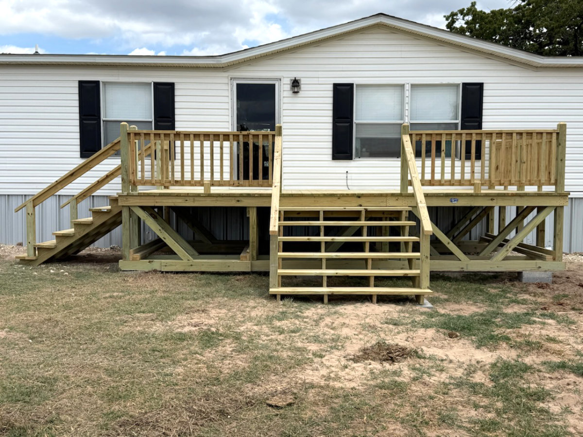 Portable deck with multiple step entries