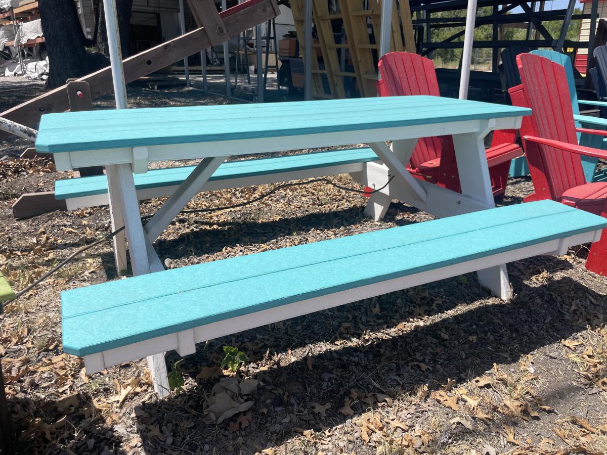 Aruba Blue Picnic table with White Frame - photo 1