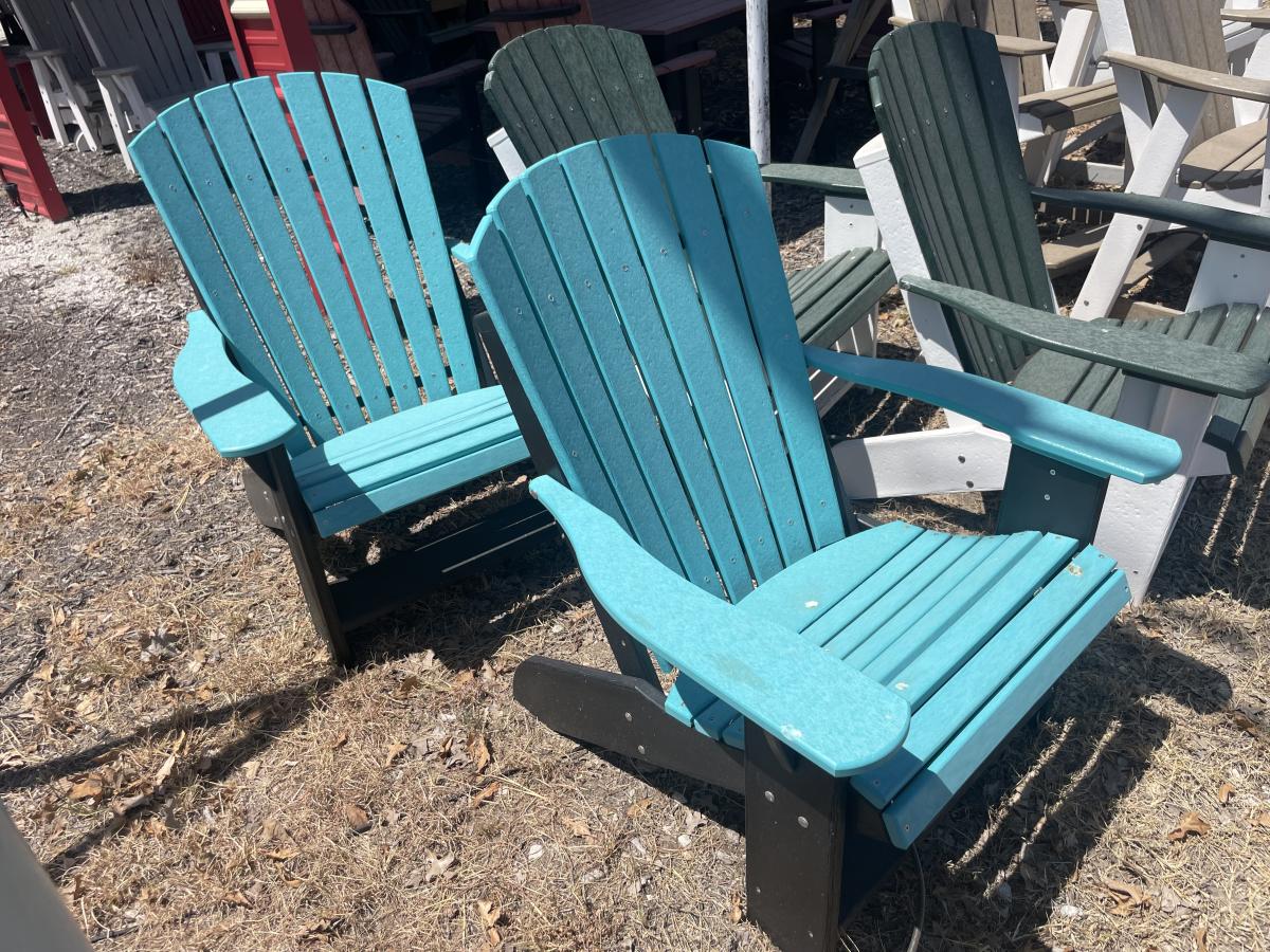 Adirondack Chair With Aruba Blue Main and Black Frame - photo 1