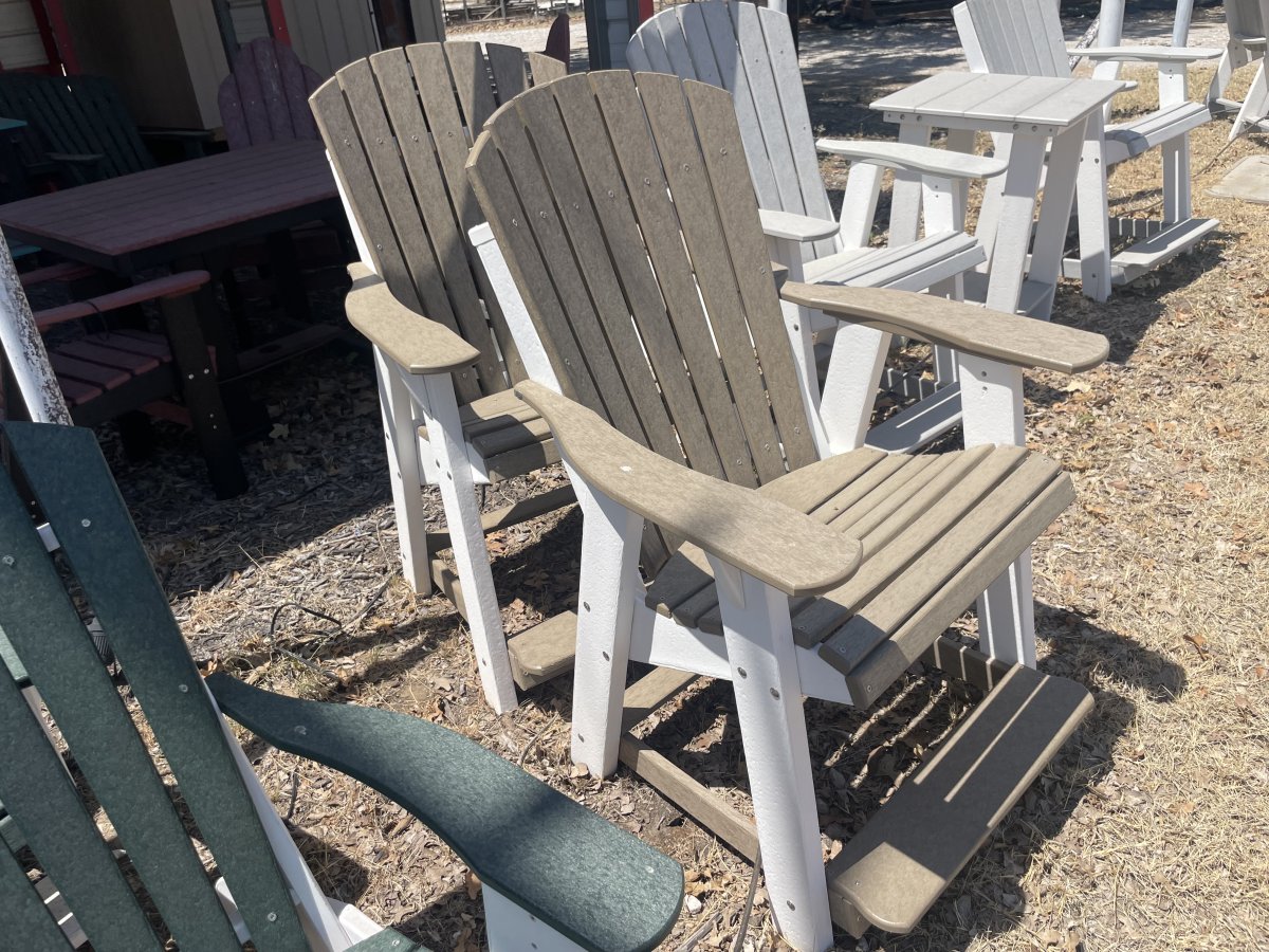 High Adirondack Chair With Weathered Wood Main, White Frame - photo 1