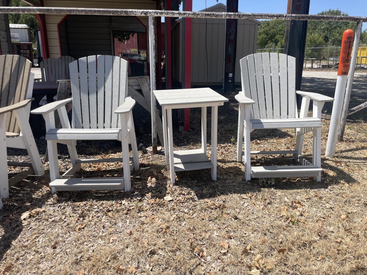 High Adirondack Chair With Light Gray Main and White Frame - photo 1