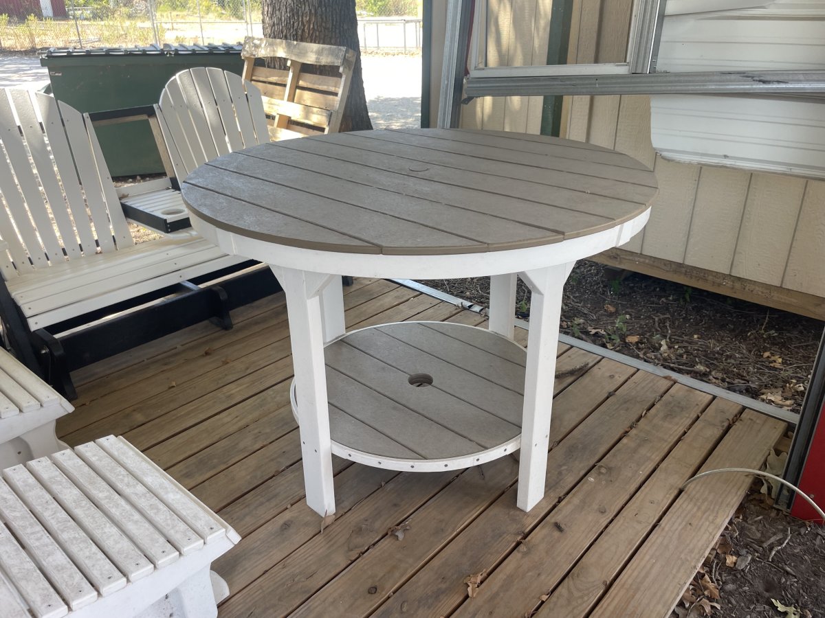 48" Round Pub Table with Weather Wood Main White Frame - photo 1